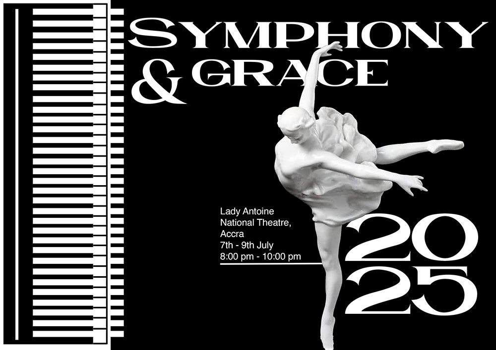 Poster design made for a ballet performance, featuring a ballerina figurine